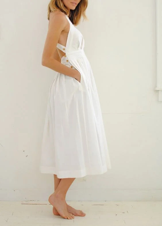 Summer Open Back Stylish Midi Dress
