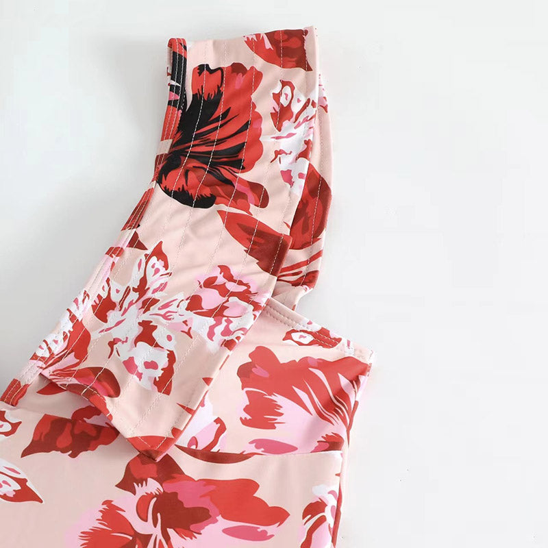 Such Sophistication Floral Print Ruffle Trim Swimsuit