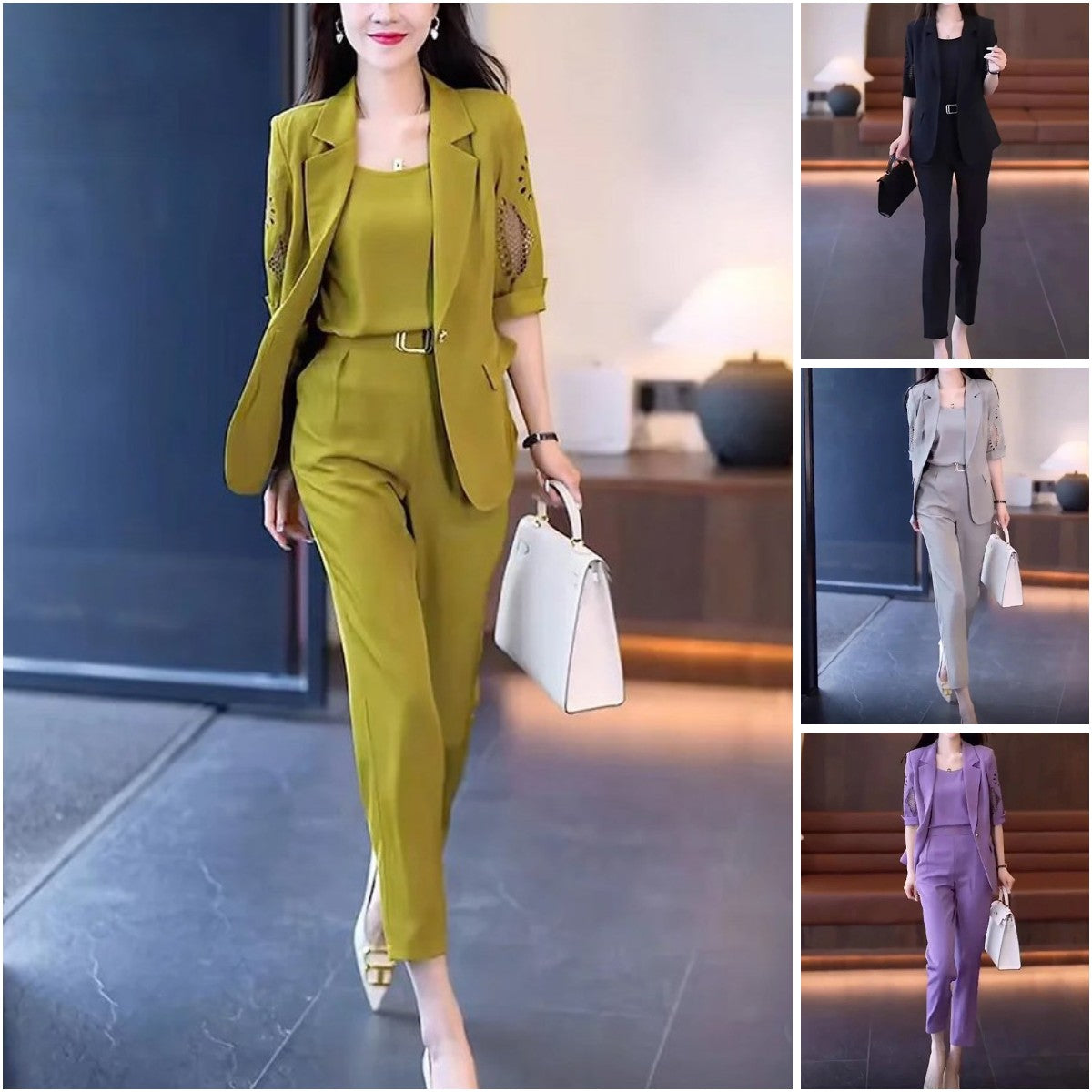 Fashionable and Casual Blazer 3-Piece Suit Set