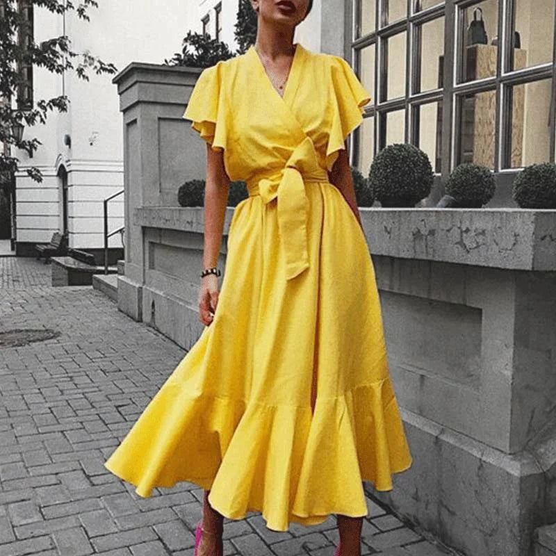 Vintage Ruffled Skirt Maxi Dress